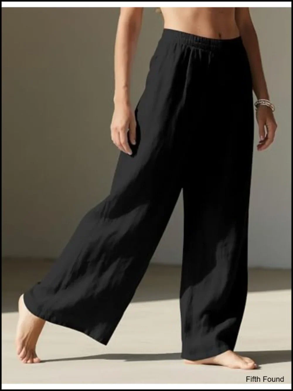 Linen Blend Wide Leg Palazzo Pants Elastic Waist Summer Travel